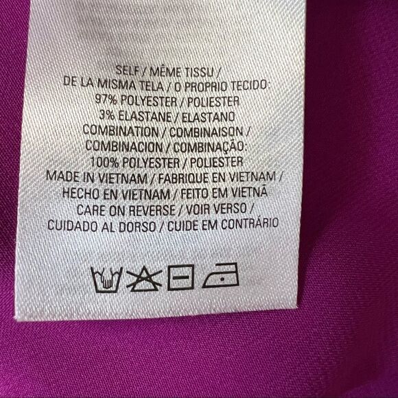 T Tahari Magenta Fuchsia Silky Beaded Mandarin Collar Blouse Tunic XS - Picture 8 of 9